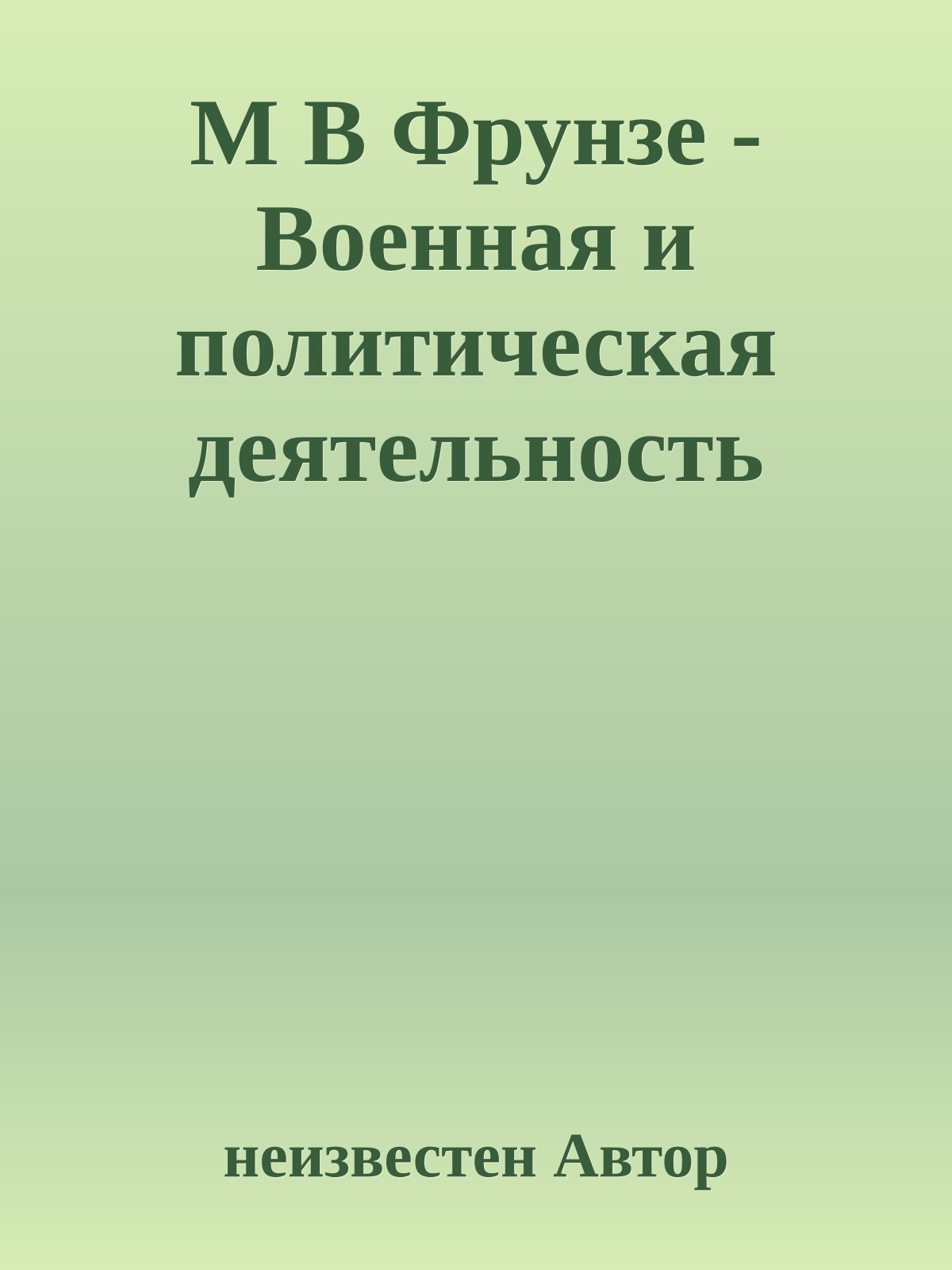 М В Фрунзе - Военная и политическая деятельность