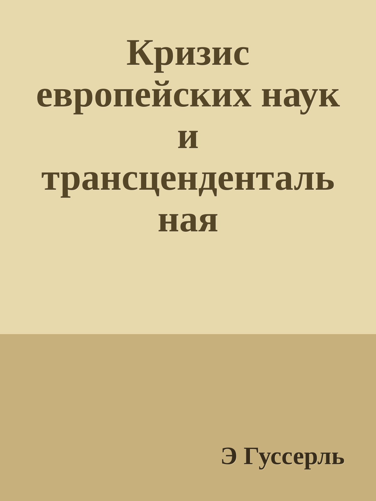 Кризис европейских наук и трансцендентальная феноменология