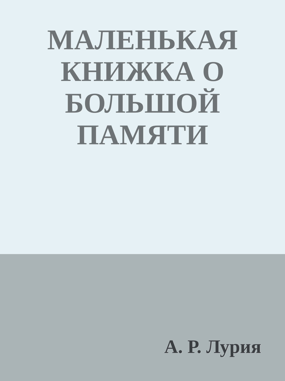 МАЛЕНЬКАЯ КНИЖКА О БОЛЬШОЙ ПАМЯТИ